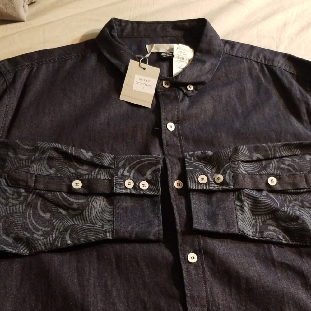 NWT Oxford Lads Blue Gradient Pattern Shirt